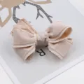 Beige ribbon hair bow clip, handmade fabric hair accessory for girls and daily styling. - Sand Camel Overlock Edge Style / 1 Piece