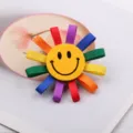 Bunte Sonnenblume Haarklammer fuer Kinder, suesses Smiley Haarspange und Haarschmuck. - Halbfertig / Hellorange