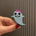 Kinder blaue Glitzer Geist Haarklammer mit rosa Schleife Halloween Haarschmuck Variante - Pfauenblau Haarklammer P1-1