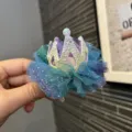 Glitzernde blaue Prinzessinnen Kronen Haarklammer für süße Mädchen, schickes Haaraccessoire. - Blau (U1-3)