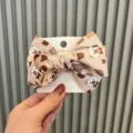 Cute caramel brown bow hair clip for girls, handmade ribbon hair accessory, stylish kids hairgrip. - Rice Khaki Cartoon Bear Style / 1 Piece