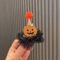 Niedliche Halloween Haarklammer mit Glitzer Kürbis, Tüll und Mini Hut für Kinder Party Dekor. - Leuchtende Haarspange / Orange