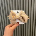 Caramel satin large bow hair clip for women and girls, elegant handmade hair accessory item. - Dark Khaki Solid Color Satin Style / 1 Piece