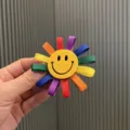 Bunte kinder blumen haarklammer koreanischer stil smiley gesicht haarnadel süß haarzubehör - Orangerot