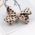 Cute polka dot bow hair clip for girls, stylish beige hair accessory with black spots. - Camel Polka Dot Style (Large) / 1 Piece