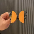 Halloween Kinder Fledermaus Schleife Haarklammer, orange schwarzer Glitzer Haarschmuck für Mädchen. - Orangerot Schleife Haarklammer Q2-5