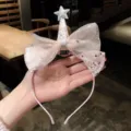 Rosa Glitzer Stern Kegel Netz Schleife Haarreif süße Prinzessin Kinder Haarschmuck Artikel - Rosa Stirnband Y1-4