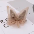 Mesh rabbit ear hair clip cute children sweet hairpin fashion hair accessories for girls - Khaki