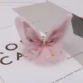 Pince à cheveux oreilles de lapin 3D en tulle rose, accessoire mignon pour femmes et filles. - Violet Crème