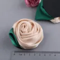 Handmade satin rose flower brooch DIY hair accessory clothing material craft floral decor - Dark Khaki Semi-finished (A2-5)