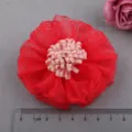 Rote Netztuch Blume DIY Haarschmuck Kleidung Dekoration Handwerk Zubehör Variante Art - Halbfertig (A3-3) / Rot