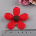 Rote Filz Fuenfbluetenblatt Blume DIY handgemachte Kleidung Hut Haaraccessoires Material. - Fünfblättrige Blume Pom-Pom Stil (G3-4) / Neues Weinrot