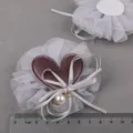 Graues Netto-Stoffblumen DIY-Haaraccessoire mit Samtherz und Perlenanhänger Variante - Herz-Netzblume (X2-2) / Hellgrau