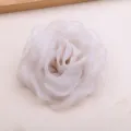 White organza DIY camellia flower variant, handmade burned-edge fabric floral accessory. - Apricot (F2-7)