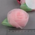 Pink mesh rose fabric flower DIY hair accessory and brooch craft material variant piece - Silver Pink Semi-finished (X3-2)