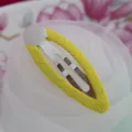 Yellow grosgrain ribbon wrapped snap hair clip, cute children hairpin hair accessory. - Yellow