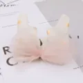 Pince à cheveux oreilles de lapin en tulle pour enfants, bel accessoire de coiffure mignon. - Champagne