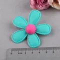 Handgemachte Filzblume DIY Basteln 5 Blütenblätter mit rosa Kugel für Kinder Haarspangen. - Fünfblättrige Blume Pom-Pom Stil (G3-4) / Blaugrün