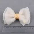 Handgemachte Chiffon Schleife Haarschmuck mit gelbem Band und Blume für DIY Mode Accessoires. - Schleifenzubehör (T4-4) / Champagner