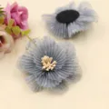 DIY graue Tüll Blumen Accessoires, handgemachte Netz Blumen Applikationen für Haare Schuhe. - Hellgrau