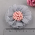 Graue Mesh Stoffblume DIY Haarschmuck, hübsche rosa Blumen Applikation Besatz. - Halbfertig (A3-3) / Denim Grau