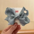 Cute girls fabric ruffled bow hair clip spring fashion side hair accessory for kids - Side Clip / Teal