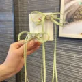 Pastoral style long ribbon hair bow with crystal rhinestone for sweet cute girls daily wear hair clip. - Light Green Pairs
