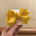 Yellow fabric bow hair clip for girls, cute ruffle side hair barrette hair accessories. - Side Clip / Yellow