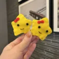 Süße gelbe Stern Haarspange handgemachte Filz Cartoon Haarschmuck für Kinder Mädchen - Ziegelrot Paar-Clips