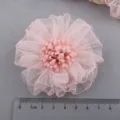 Rosa Mesh Stoff Blume DIY Handwerk Bekleidung Dekoration Haarschmuck mit Groessenlineal - Halbfertig (A3-3) / Aprikose