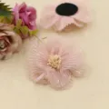 Handgefertigte rosa Netzblume DIY-Zubehör für Schuhe, Haarschmuck und Blumenstrauß-Dekoration. - Aprikose