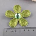 Grüne Glitzer Fünfblatt Blume DIY Applikation Flicken mit zentralem Kristallstein für Haarschmuck. - Fluoreszierendes Grün
