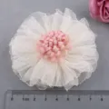 Handgemachte Mesh Blume DIY Zieraccessoire, exquisite weiße und rosa Blumenapplikation für Kleidung. - Halbfertig (A3-3) / Gebrochenes Weiß