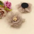 Netzblume Schuhaccessoire DIY handgemachte Blumen Applikation für Haarspangen khaki - Khaki