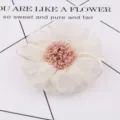 Handgemachte weiße Mesh-Blume DIY Accessoire für Haarbänder, Kleidung, Schuhe und Dekorationen. - Halbfabrikat (D3-5) / Hellbeige Weiß