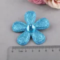 Blaues Glitzer 5-Blatt Blumen Strass DIY Zubehör für Haarklammern und modische Kleidungsdekoration. - Saphirblau