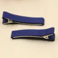 Dunkelblaue Haarklammern mit Ripsband umwickelt, handgemachte sichere Entenschnabelklemmen. - 4.8cm Packung / Marineblau