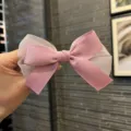 Grazioso fermaglio per capelli con fiocco a doppio strato in tulle stile principessa - Viola