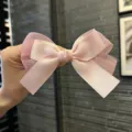 Fermaglio per capelli a fiocco in tulle rosa per bambini, molletta dolce stile. - Rosa