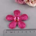 DIY handgemachte rosa Glitzer Fünfblütenblatt Strass Applike für Haarschmuck Kleidung Deko - Tiefes Rosenrot