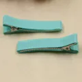 2Stk Hellblaue Stoffummantelte Krokodilklammern DIY Süße Haarschmuck für Mädchen - 4.8cm Packung / Hellgrün