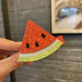 Kinder Wassermelone Haarspange Glitzer süß Frucht Haarschmuck für Mädchen Seitenklemme - Wassermelonen Stil (NL9) / Rot