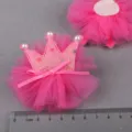 Rosa Krone Netz Stoff Haar Zubehör DIY handgemachte Blume für Kinder Kopfbedeckung Schuhe - Leuchtendes Rosa