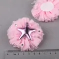 Rosa Mesh Stoff Blumen DIY Haarschmuck mit metallischem Stern und Strass für Bastelarbeiten. - Hellrosa