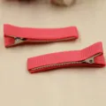 Handgefertigte, stoffummantelte Haarspangen in Rot, Entenschnabel Clips für DIY Zubehör - 4.8cm Packung / Wassermelonenrot