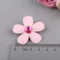 Rosa glitzernde fünfblättrige DIY-Blume Handwerksaccessoire mit rotem Strassstein. - Silber Rosa