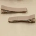 Beige Ripsband umwickelte Krokodil Haarklammern süße Stoff Seitenklemmen Haarzubehör - 4.8cm Packung / Hellkaffee