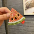 Süße Glitzer Wassermelone Haarklammer für Kinder, glänzende Haarspange, wunderschöner Schmuck. - Dunkelrot