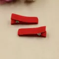 Rote Ripsband Haarspangen, vollstaendig umwickelte niedliche Entenschnabelspangen. - 3.5cm Größe / Rot