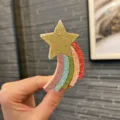 Kinder Glitzer Stern Haarspange süße Regenbogen Sternschnuppe Seitenhaarspange für Mädchen - Regenbogen